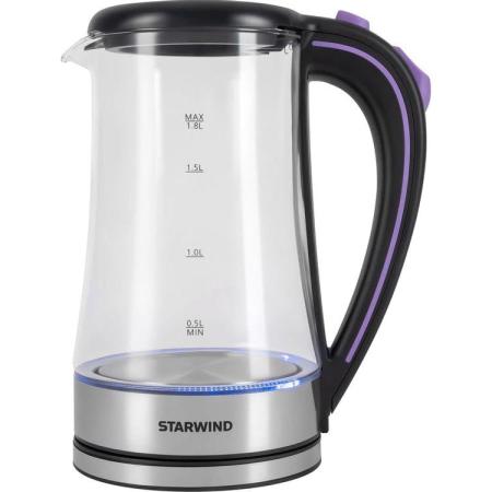 Чайник электрический Starwind SKG4045 1.8л. 1800Вт черный/серебристый корпус: стекло
