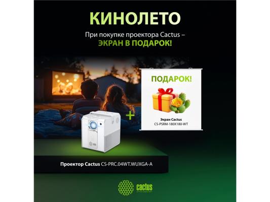 Проектор Cactus CS-PRC.04WT.Full HD-A + Экран CS-PSRM-180X180-WT LCD (1920x1080) 1000:1 ресурс лампы:50000часов 1xUSB typeA 1xHDMI 1.35кг