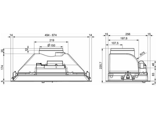 Вытяжка встраиваемая Elikor BREEZE 52Н-450-П3Д нержавеющая сталь управление: ползунковое (1 мотор)