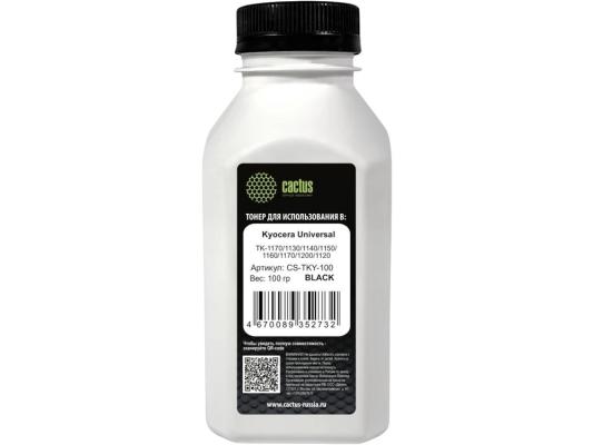 Тонер Cactus CS-TKY-100 черный флакон 100гр. для принтера Kyocera Universal TK-1170/1130/1140/1150/1160/1170/1200/1120 ; FS-720/1000/1028/1016/1030/1035/1050/1018/1118/1120/1128/1130/1135/1300/1320/1350/1370/2000/3900/4000/2020/2100/4020/3920/3040/3140/3540/3640/4100/4200/4300/6025/6525/6525/6530,