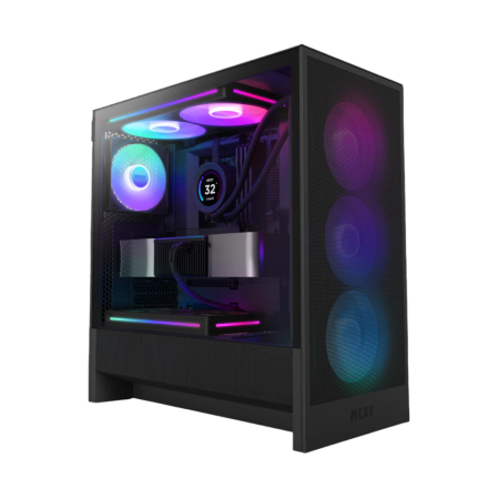 Корпус без блока питания/ Case NZXT H5 Flow RGB, Midi-Tower, TG, 3x120mm RGB + 1x120mm, 1xUSB-A 3.2 + 1xUSB-C 3.2, E-ATX, ATX, mATX, mITX Black