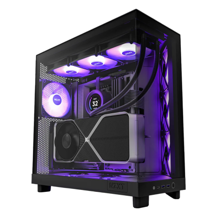 Корпус без блока питания/ Case NZXT H6 Flow RGB (2023), Midi-Tower, TG, 3x120mm RGB, 2xUSB-A 3.2 + 1xUSB-C 3.2, ATX, mATX, mITX Black