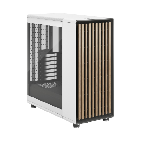 Корпус ПК без блока питания/ Case Fractal Design North TG Clear Tint, Midi-Tower, 2x140mm, 2xUSB-A 3.2 + 1xUSB 3.2 Type-C ATX, mATX, mITX Wood panel, Chalk White