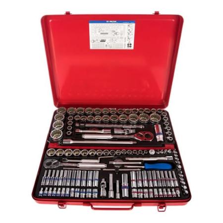 KING TONY Набор торцевых головок с принадлежностями 1/4"&3/8"&1/2", двенадцатигранные, 4-32 мм, 5/32"-1&1/4", 135 предметов 9033CR