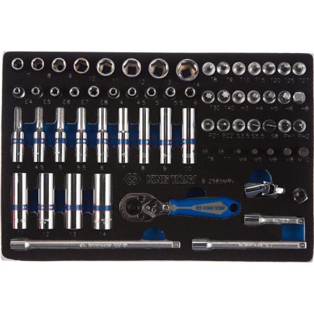 KING TONY Набор торцевых головок 1/4" с принадлежностями, ложемент, 65 предметов 9-2565MRV