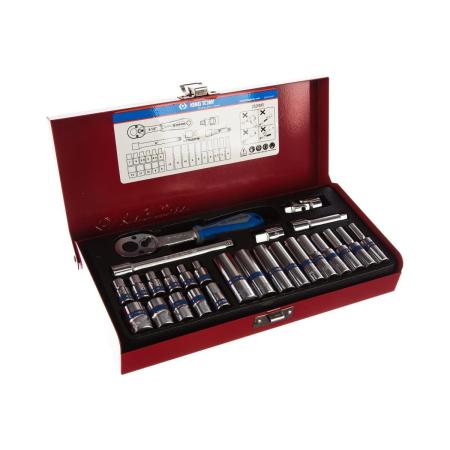 KING TONY Набор торцевых головок с принадлежностями 1/4", шестигранные, 4-13 мм, 26 предметов 2526MR