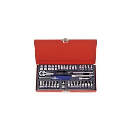 KING TONY Набор торцевых головок с принадлежностями 1/4", шестигранные, 4-13 мм, 39 предметов 2539MR