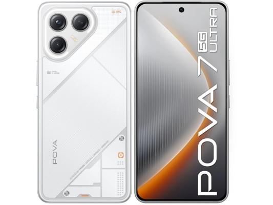 Смартфон Tecno Pova 7 Ultra 5G 256Gb 12Gb белый моноблок 3G 4G 2Sim 6.67" 1260x2800 Android 15 108Mpix 802.11 a/b/g/n/ac/ax NFC GPS GSM900/1800 Protect