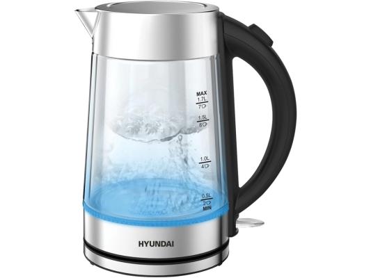 Чайник электрический Hyundai HYK-G7405 1.7л. 2200Вт черный/серебристый корпус: стекло