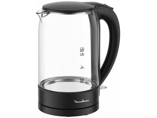 Чайник электрический Moulinex BY1S08F0 1.7л. 2200Вт черный/прозрачный корпус: стекло/пластик