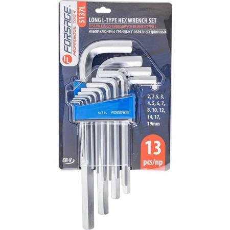 Forsage Набор ключей Г-образных 6-гранных длинных 13пр. в пластиковом держателе F-5137L(8603)