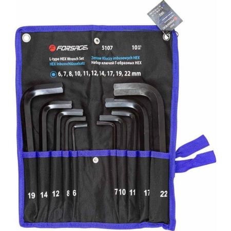 Forsage Набор ключей Г-образных 6-гранных 10 предметов на полотне F-5107(18814)