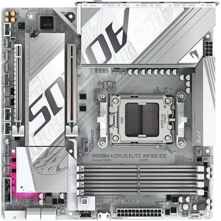 Материнская плата Gigabyte B850M AORUS ELITE WIFI6E ICE Socket AM5 AMD B850 4xDDR5 mATX AC`97 8ch(7.1) 2.5Gg RAID+DP