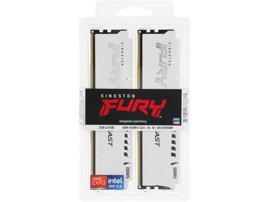 Память DDR5 2x16GB 5600MHz Kingston KF556C36BWEK2-32 Fury Beast White Expo RTL Gaming PC5-44800 CL36 DIMM 288-pin 1.25В kit single rank с радиатором Ret