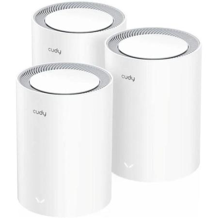 Маршрутизатор CUDY BE3600 Wi-Fi 7 Mesh Solution Gigabit Dual Band 3-Pack, Chipset Broadcom, 802.11be/ax/ac/a/b/g/n, 2882Mbps at 5GHz + 688Mbps at 2.4GHz, 3 x 10/100/1000Mbps Ports, Internal antennas, Zerotier/PPTP/L2TP/OpenVPN/WireGuard, MLO, MU-MIMO, Guest network, WPS, DDN