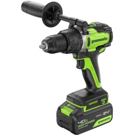 Ударная дрель-шуруповерт GREENWORKS GD24DD140, 4Ач,  с двумя аккумуляторами [3707607cud]