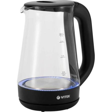 Чайник электрический Vitek VT-8803 1.7л. 2200Вт черный корпус: стекло