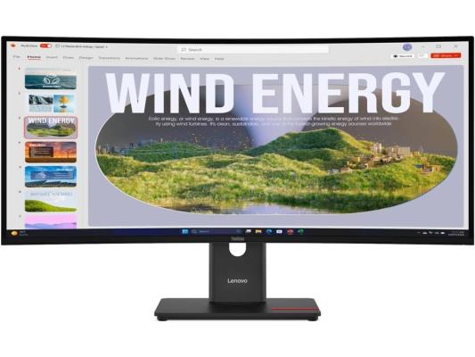 Монитор Lenovo 34" ThinkVision T34wd-40 черный VA LED 4ms 21:9 HDMI матовая HAS Piv 3000:1 300cd 178гр/178гр 3440x1440 120Hz DP WQ USB 9.2кг