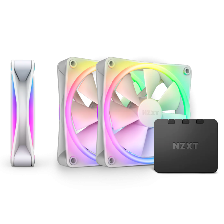 Комплект кулеров для корпуса ПК/ Case Cooler NZXT F120 RGB DUO Triple Pack (120x120x25mm, 4-pin PWM, RGB, 48.58CFM, 29dBA, 1800RPM, White, 3pcs)