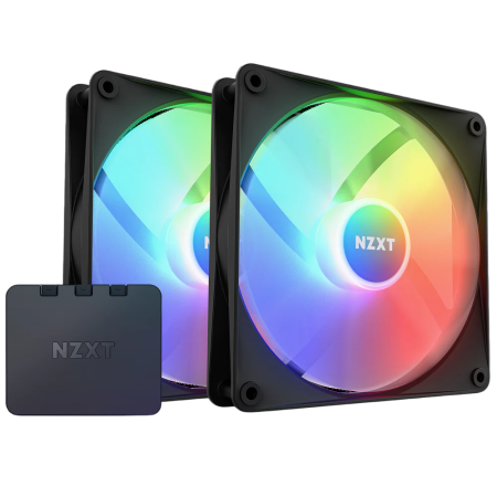 Кулер для корпуса ПК/ Case Cooler NZXT F140 RGB Core Twin Pack (140x140x25mm, 4-pin PWM, RGB, 89.48CFM, 32.5dBA, 1800RPM, Black, 2pcs)