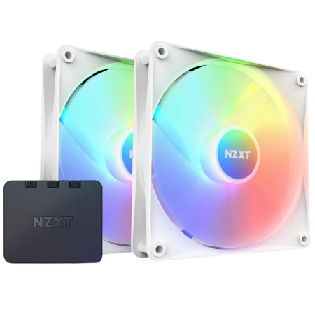 Кулер для корпуса ПК/ Case Cooler NZXT F140 RGB Core Twin Pack (140x140x25mm, 4-pin PWM, RGB, 89.48CFM, 32.5dBA, 1800RPM, White, 2pcs)