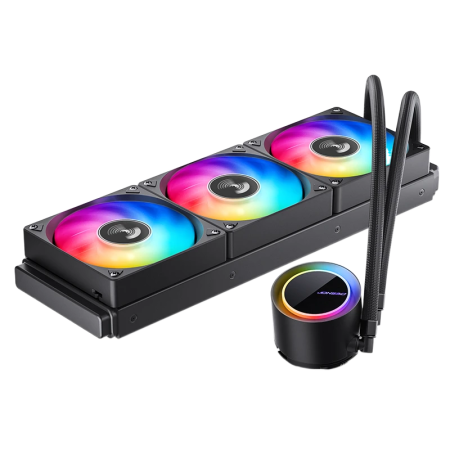 Система жидкостного охлаждения/ Water Cooling System JONSBO TG-360 Black (300W, 360mm, Black, ARGB/ Fans: 3x120mm, 66.19CFM, 35.4dBA, 1800RPM/ Pump height 72mm, 30dBA, 2400RPM, Rad thickness 27mm/ S: 1700, 1200, 115X, AM5, AM4)