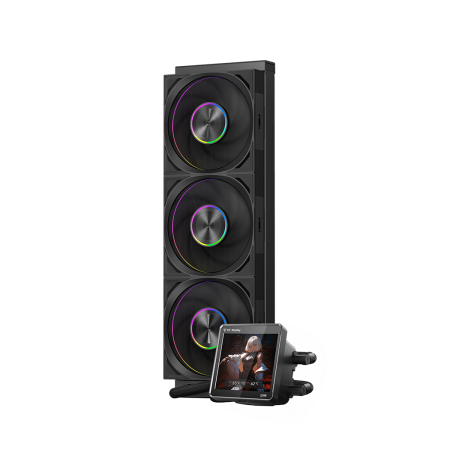 Система охлаждения/ Water Cooling System PCCooler DT360 ARGB Display BK  (300W, 360mm, LED temp., Black, ARGB/ Fans: 3x120mm, 83.83CFM, 3000RPM/ Pump height 62mm, 15dBA, 2600RPM, Rad thickness 27mm/ S: 1851, 1700, 1200, 115X, AM5, AM4)