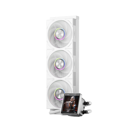 Система охлаждения/ Water Cooling System PCCooler DT360 ARGB Display WH (300W, 360mm, LED temp., White, ARGB/ Fans: 3x120mm, 83.83CFM, 3000RPM/ Pump height 62mm, 15dBA, 2600RPM, Rad thickness 27mm/ S: 1851, 1700, 1200, 115X, AM5, AM4)