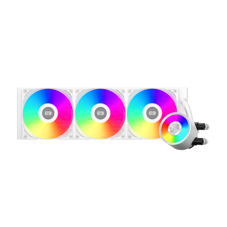 Система охлаждения/ Water Cooling System PCCooler DA360 Pro ARGB WH (300W, 360mm, White, ARGB/ Fans: 3x120mm, 75.8CFM, 33.7dBA, 2200RPM/ Pump height 57mm, 28dBA, 3000RPM, Rad thickness 27mm/ S: 1851, 1700, 1200, 20XX, 115X, AM5, AM4)