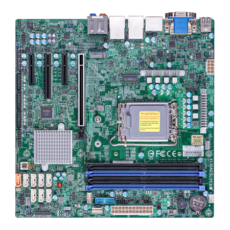 Материнская плата/ MB Supermicro X13SAQ (Micro-ATX, 1x LGA-1700, Q670E, 4x Up to 128GB non-ECC DDR5 UDIMM, 8x SATA ports, 1x PCIe 5.0 x16 slot, 1x PCIe 4.0 x4 (in x8) slot, 1x PCIe 3.0 x4 slot, 1x PCIe 3.0 x2 (in x4) slot, 1x PCIe 4.0 x4 SlimSAS slot, 1x M.2 PCIe 4.0 x4 NVMe (2280), 2x LAN with Intel® Ethernet i225LM)