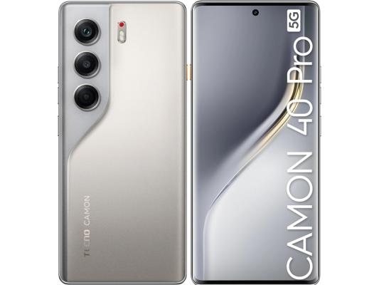 Смартфон Tecno Camon 40 Pro 5G 256Gb 8Gb титановый моноблок 3G 4G 2Sim 6.78" 1080x2436 Android 15 50Mpix 802.11 a/b/g/n/ac/ax NFC GPS GSM900/1800 GSM1900 Protect FM