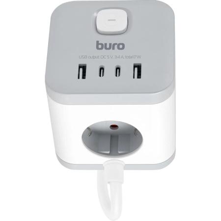 Сетевой удлинитель Buro BU-PC3.1UС-B, 1.5м, черный
