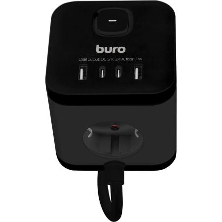 Сетевой удлинитель Buro BU-PTE4.1UC-W, 1.5м, белый