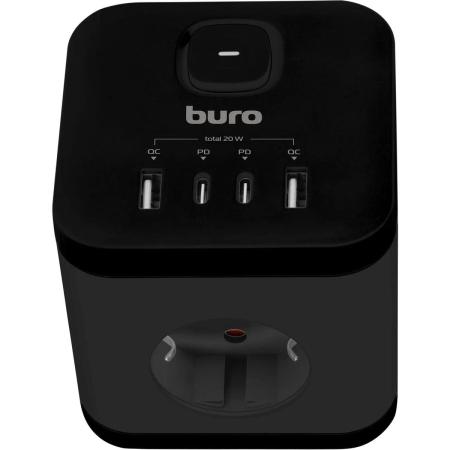 Сетевой разветвитель Buro BU-PW3UC-B, черный