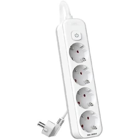 Сетевой фильтр Deli ET435, 3м, белый