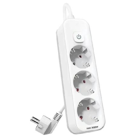 Сетевой фильтр Deli ET432, 3м, белый