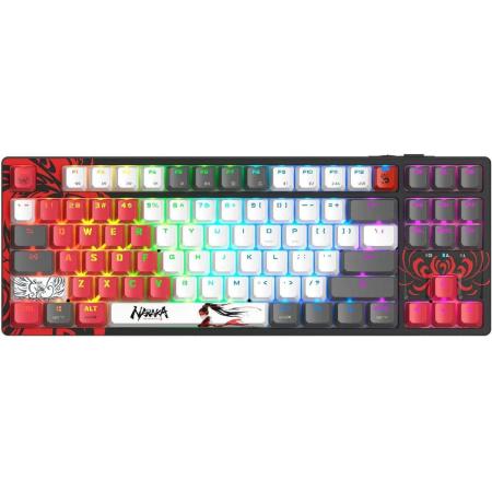 Клавиатура A4TECH Bloody WS87 Naraka,  USB, Bluetooth/Радиоканал, черный + красный