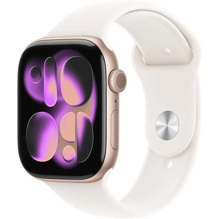 Смарт-часы Apple Watch Series 11 A3333,  46мм,  белый/розовое золото [mev74lw/a]