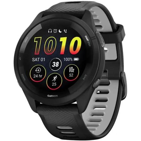 Смарт-часы Garmin Forerunner 265,  33мм,  1.3",  черный/черный [010-02810-10]