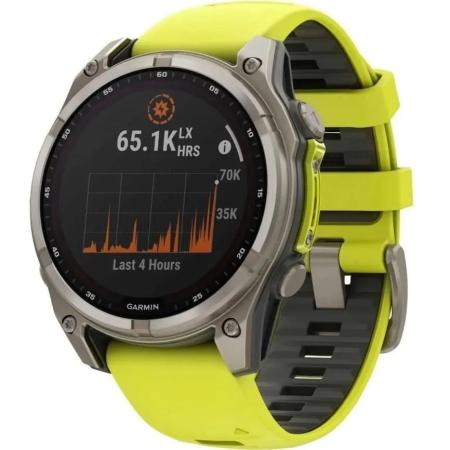 Смарт-часы Garmin Fenix 8 Solar,  51мм,  1.4",  желтый/серебристый [010-02907-21]