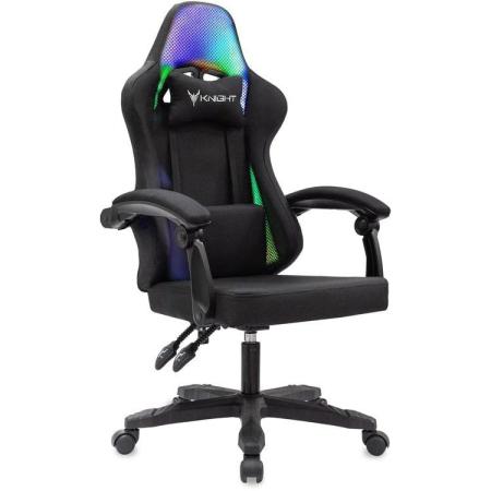 Кресло игровое KNIGHT Wolf RGB, на колесиках, ткань, черный [knight wolf rgb b]