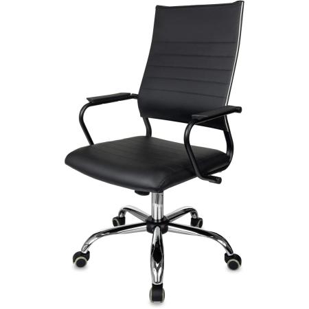 Кресло руководителя Бюрократ CH BALANCE SL, на колесиках, экокожа, черный [ch balance sl b-pu l]