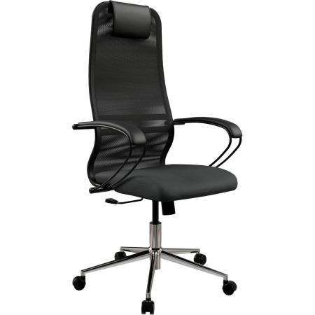 Кресло МЕТТА SU-B-8, на колесиках, сетка/ткань, черный [zda.12.1.2a2]