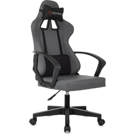 Кресло игровое ZOMBIE 1, на колесиках, ткань, серый [zombie 1 grey]