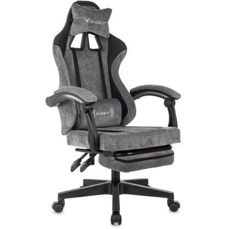 Кресло игровое KNIGHT Custom/F, на колесиках, ткань, серый/чёрный [knight custom/f gr]