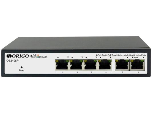 Коммутатор Origo OS2406P/60W OS2406P/60W/A1A (L2) 6x1Гбит/с 4PoE 60W настраиваемый