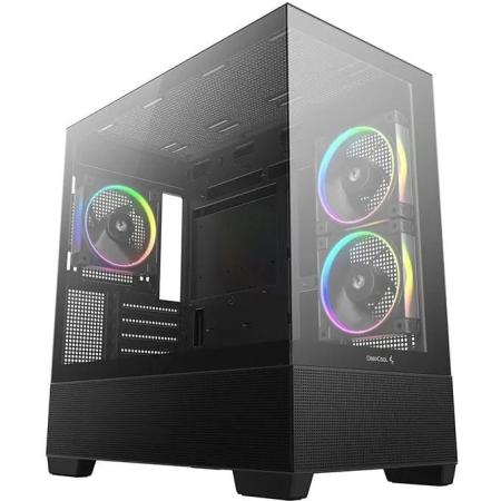 Deepcool CG380 3F без БП, боковое окно (панорама), 3x120mm ARGB PWM вентилятора, черный, mATX (R-CG380-BKAGM3-G)
