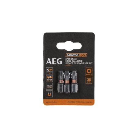 AEG Биты Ударные 3шт.Ударные HEX 4х25mm AAK253H4 4932479178