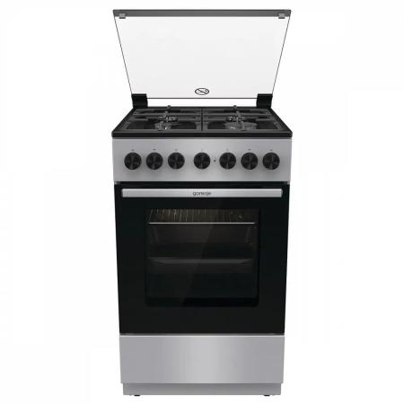 Газовая плита Gorenje GK5B44SF,  электрическая духовка,  стеклянная крышка,  чугун, серебристый