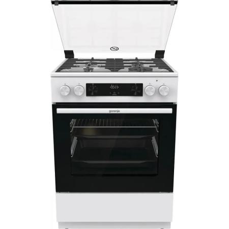 Газовая плита Gorenje GKS6C70WA,  электрическая духовка,  стеклянная крышка,  чугун, белый